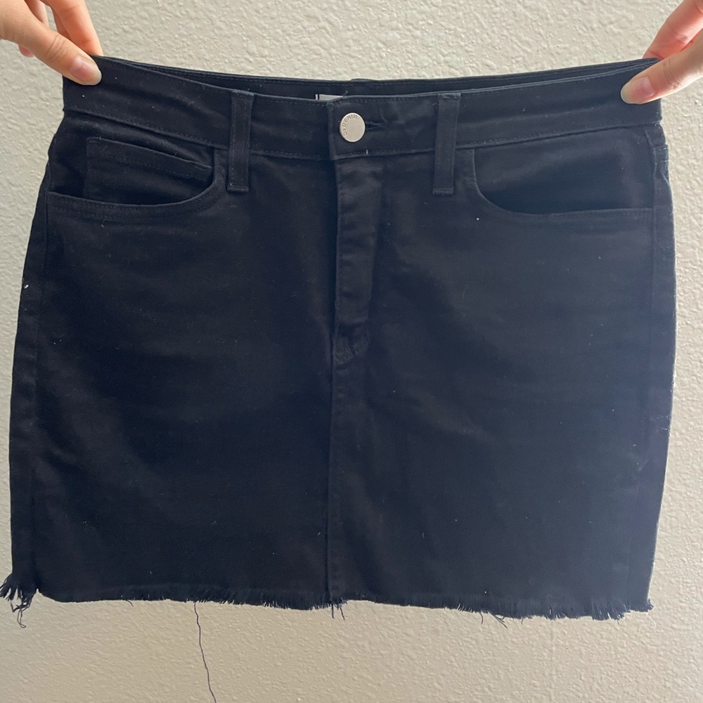 High Rise Black Denim Skirt